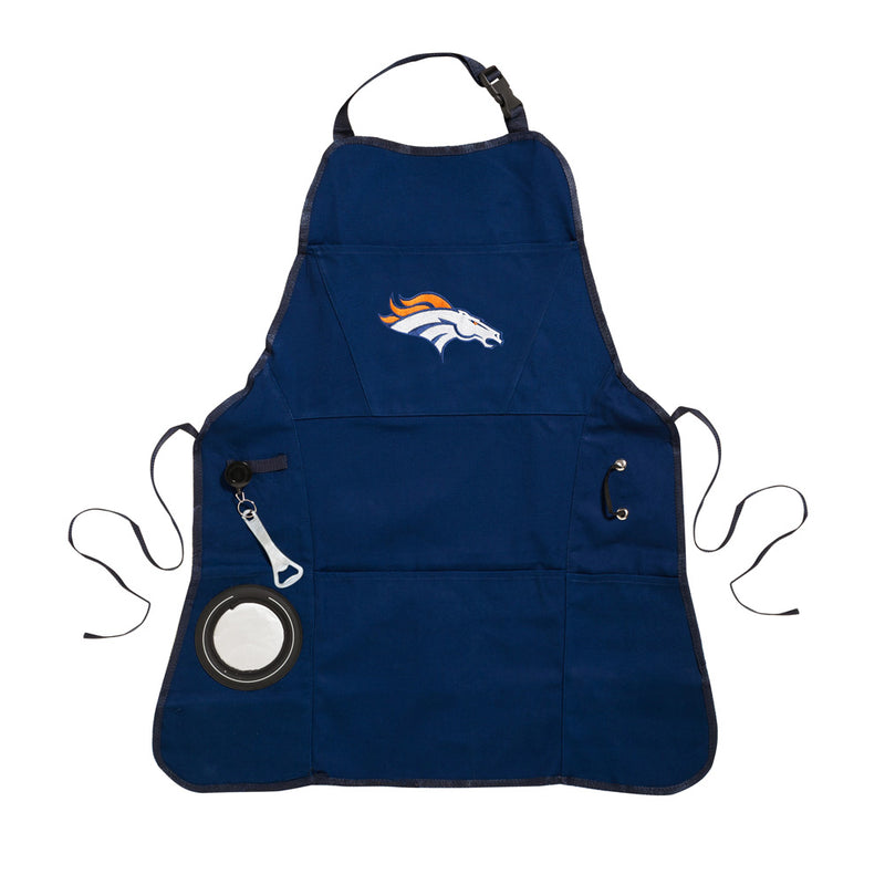 Team Sports America NFL Denver Broncos Ultimate Grilling Apron Durable Cotton with Beverage Opener and Multi Tool for Football Fans Fathers Day and More