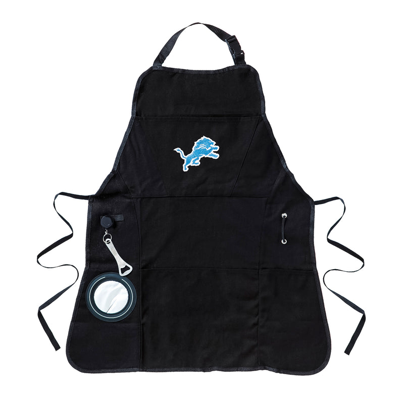 Team Sports America NFL Detroit Lions Ultimate Grilling Apron Durable Cotton with Beverage Opener and Multi Tool for Football Fans Fathers Day and More