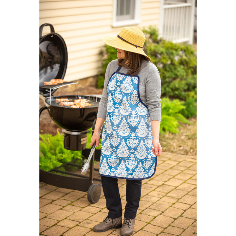 Double Sided Apron, Backyard Oasis, Blue,4ap7020ds