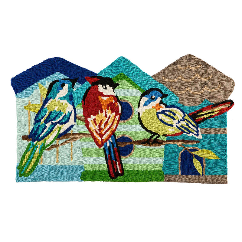 Colorful Birds Shaped Hooked Rug,4hr109