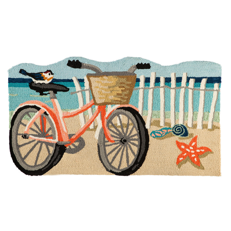 Beach Bicycle Shaped Hooked Rug,4hr113