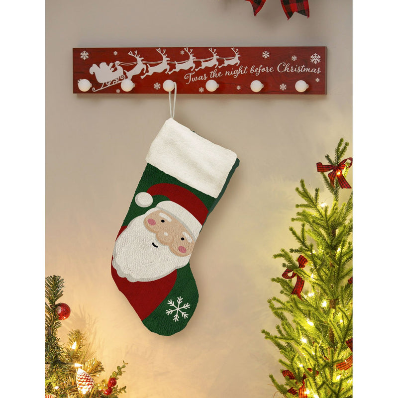 18'' Hook Stockings, Santa,4hs001