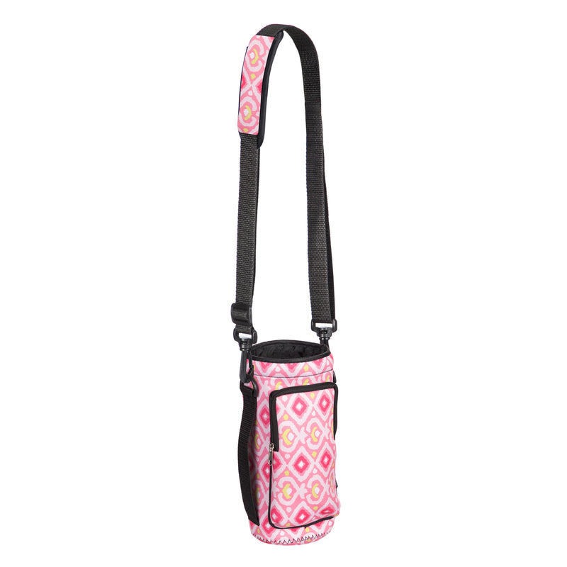 Neoprene Bottle Carrier with Drawstring, Geometric Pink,4nbc014