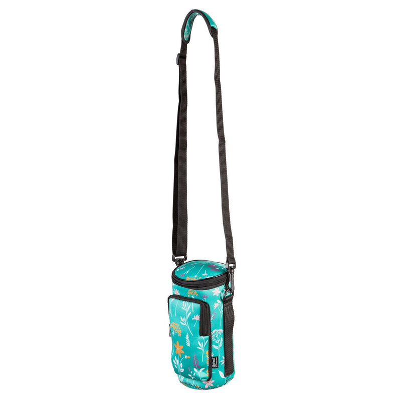 Neoprene Bottle Carrier w/ Zip Closure, Wildflowers,4nbc019