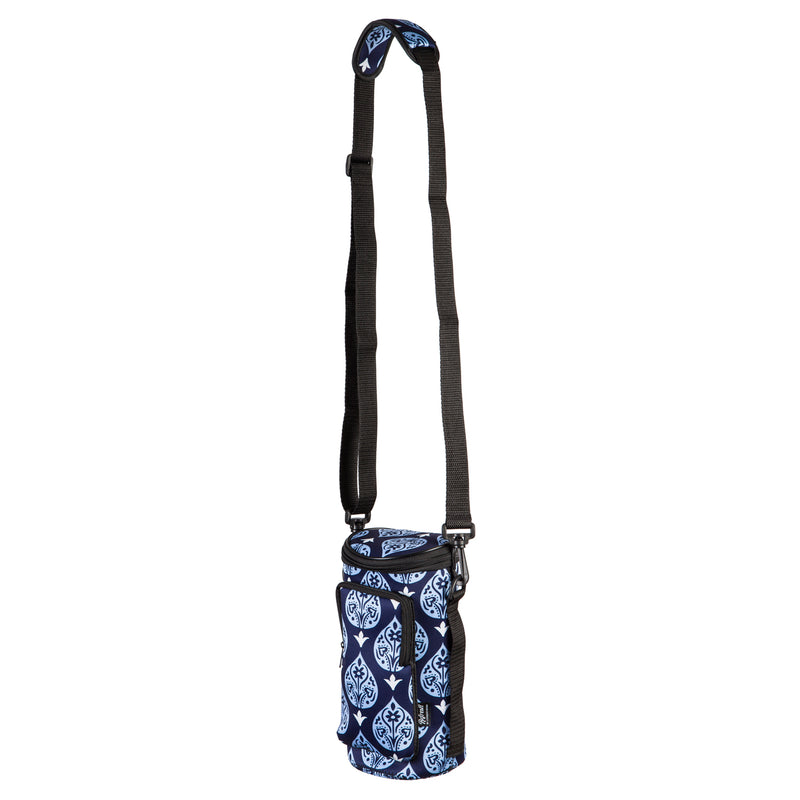 Neoprene Bottle Carrier w/ Zip Closure, Teardrops Blue,4nbc020