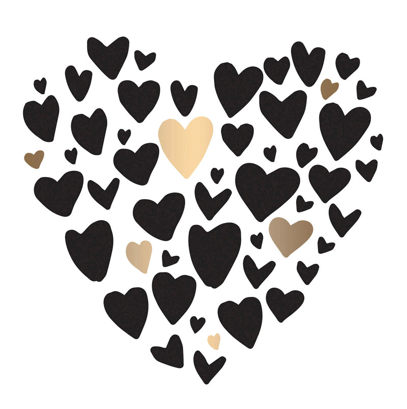 Paper Cocktail Napkin, 20 count, Black and Gold Hearts,4nc6178a