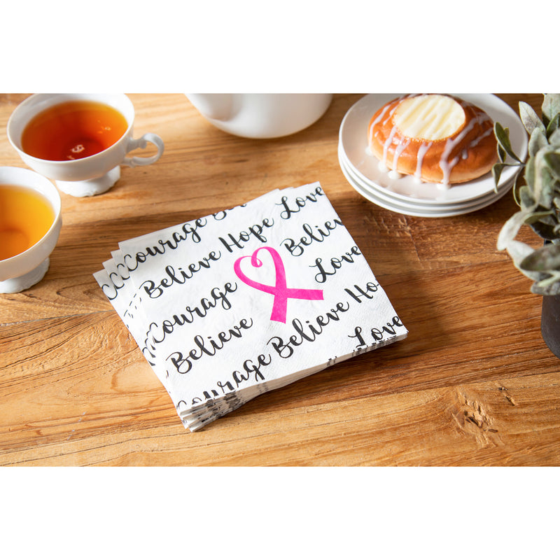 Paper Luncheon Napkin, 20 count, Pink Ribbon,4nl6186