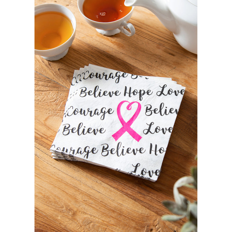 Paper Luncheon Napkin, 20 count, Pink Ribbon,4nl6186