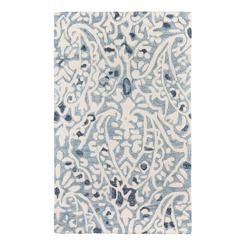 36"x60" Indoor/ Outdoor Rug, Cream and Light Blue,4or103