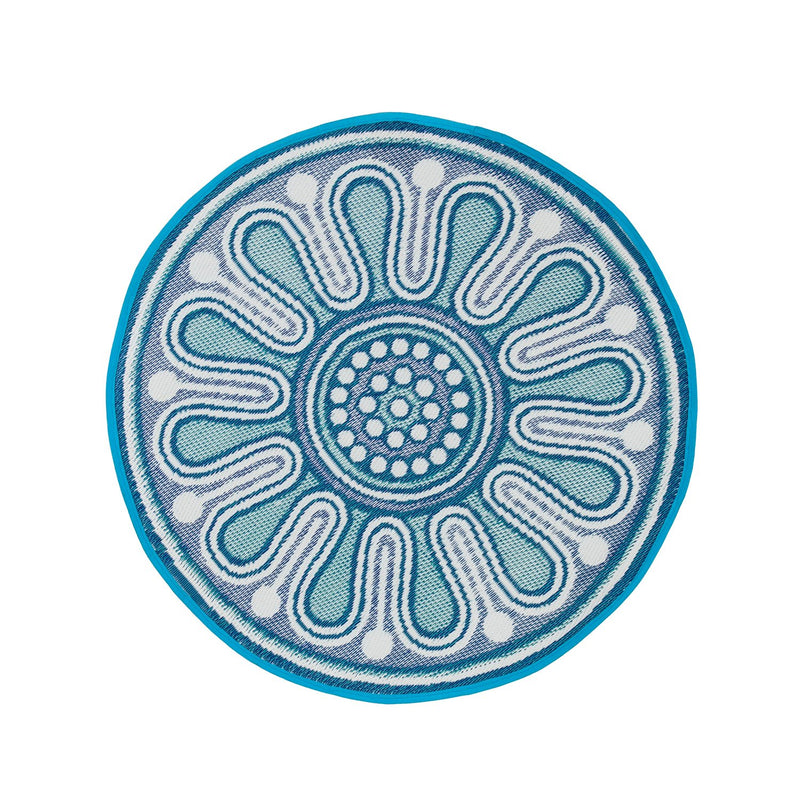 3' Indoor/Outdoor Round Rug Blue,36"x36"x0.02"inches