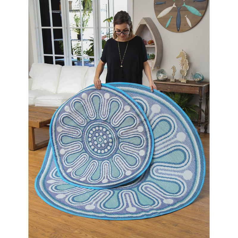 4' Indoor/Outdoor Round Rug Blue,4or131