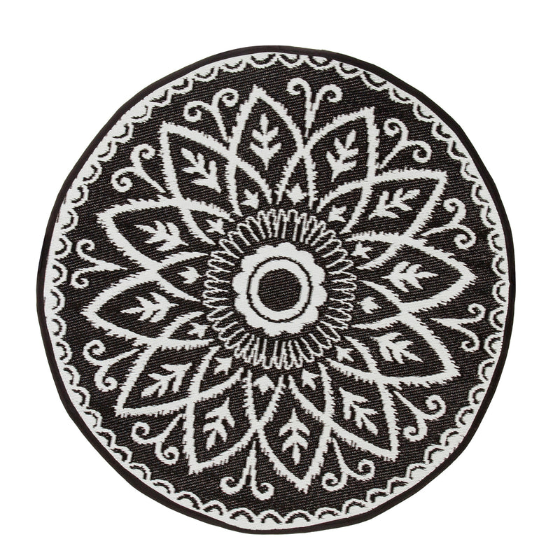 3' Indoor/Outdoor Round Rug Black,4or134rw