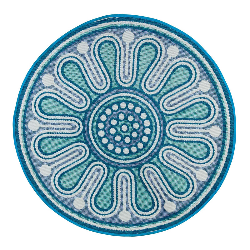 6' Indoor/Outdoor Round Rug Blue,4or135