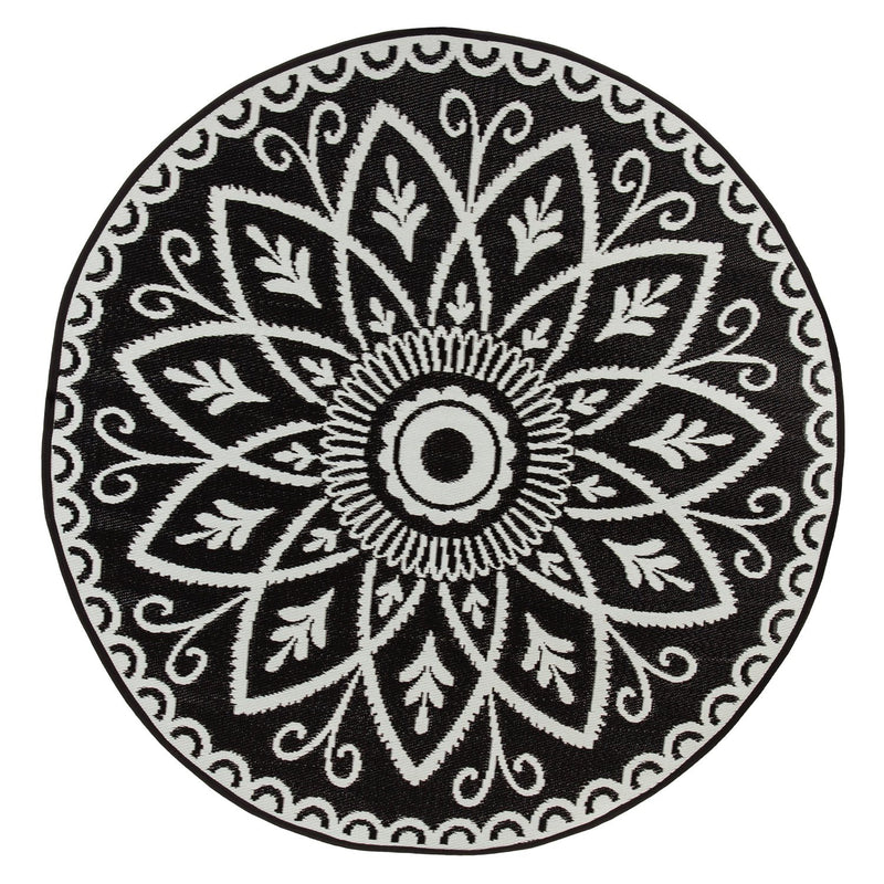 6' Indoor/Outdoor Round Rug Black,4or138