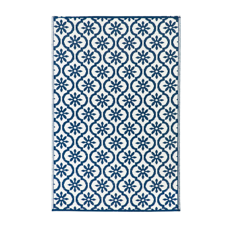 Reversible Weather-resistant Rug Navy Floral 3'x5',4or186