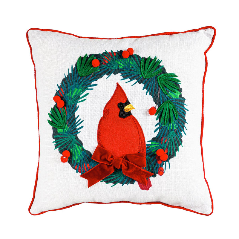 Cardinal Wreath Square Pillow