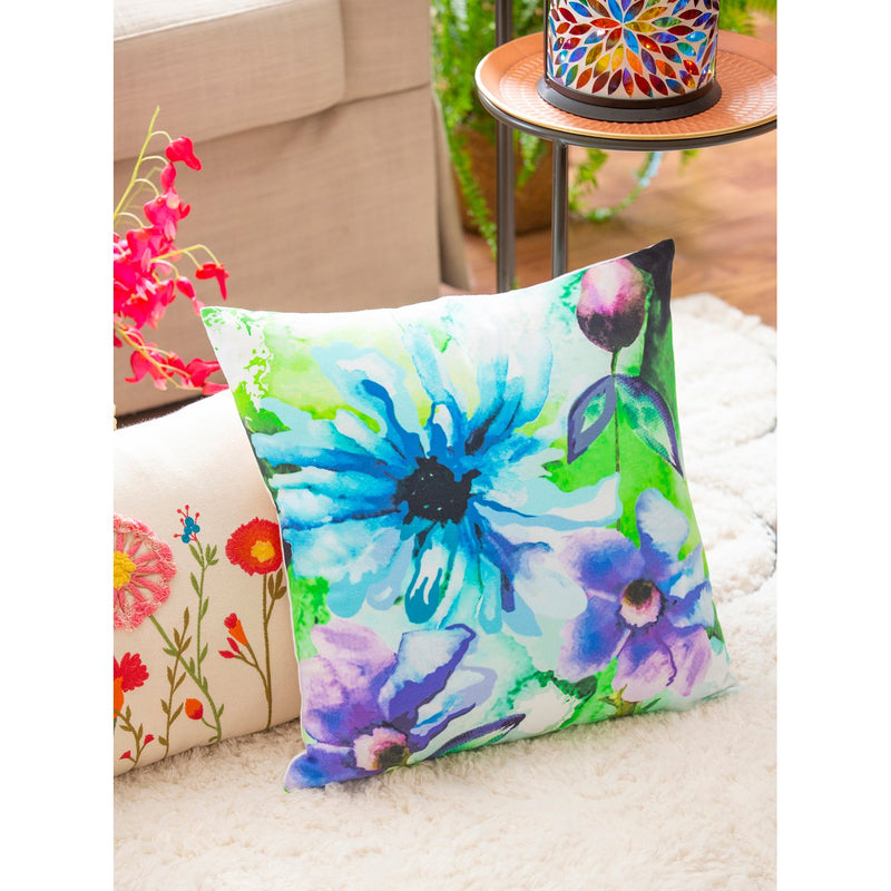 Blue Floral Decorative Pillow,4p20917