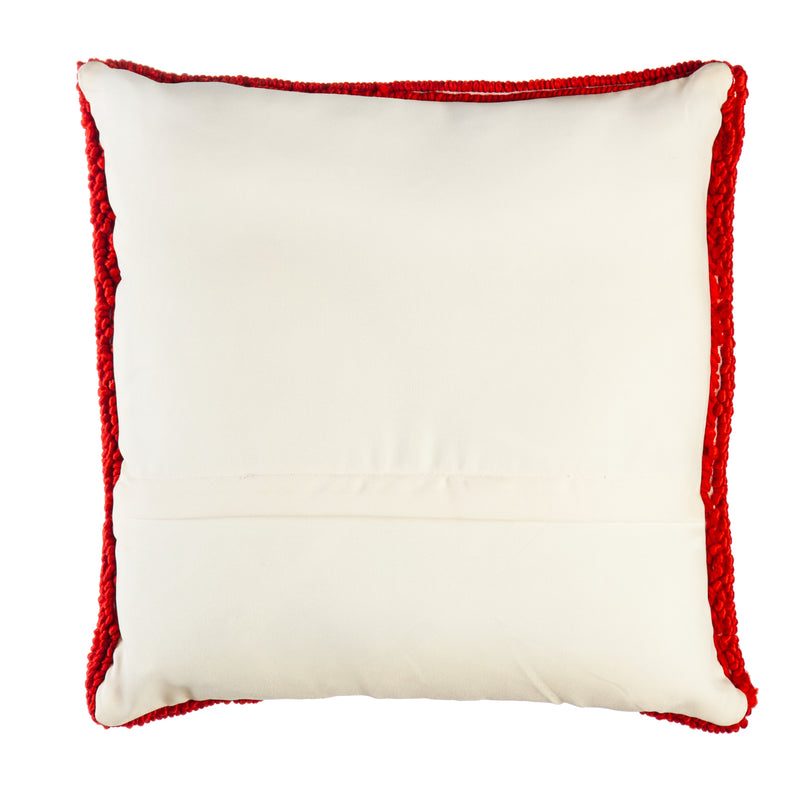 Red Snowflake Hooked Pillow -  18"x18",4p21178