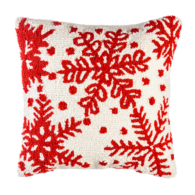 White Snowflake Hooked Pillow -  18"x18",4p21179