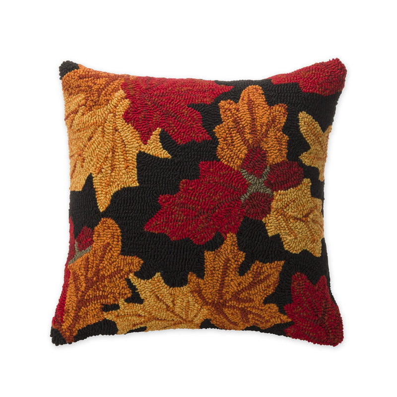 Indoor/Outdoor Hooked Pillow, Falling Leaves 18"x18'', 18"x18"x5"inches