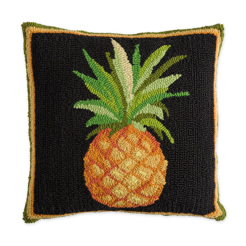 Indoor/Outdoor Hooked  Pillow, Pineapple 18"x18", 18"x18"x5"inches