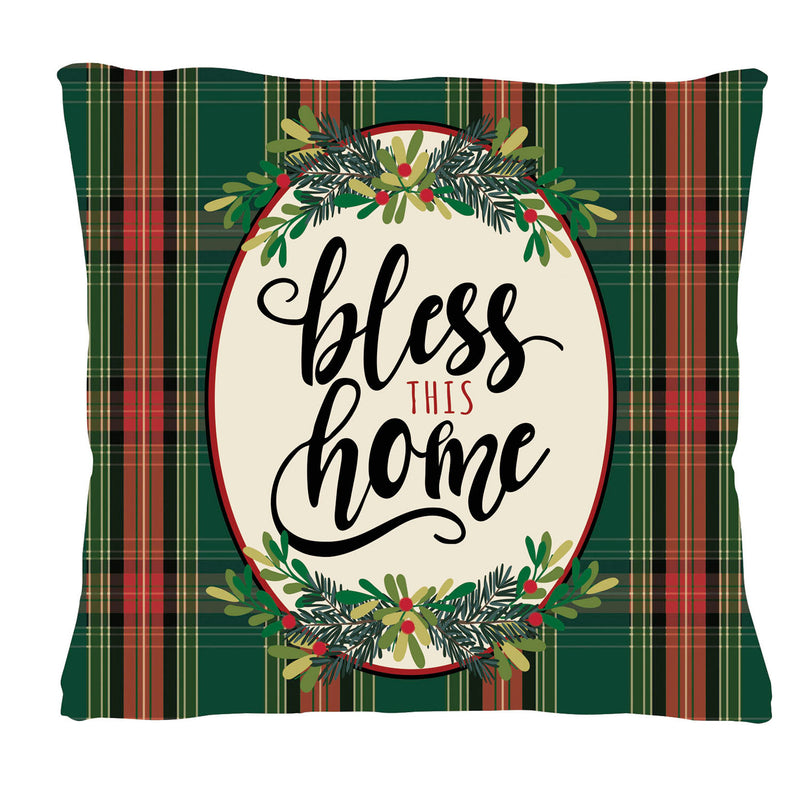 Bless This Home Plaid Interchangeable Pillow Cover,4plc420