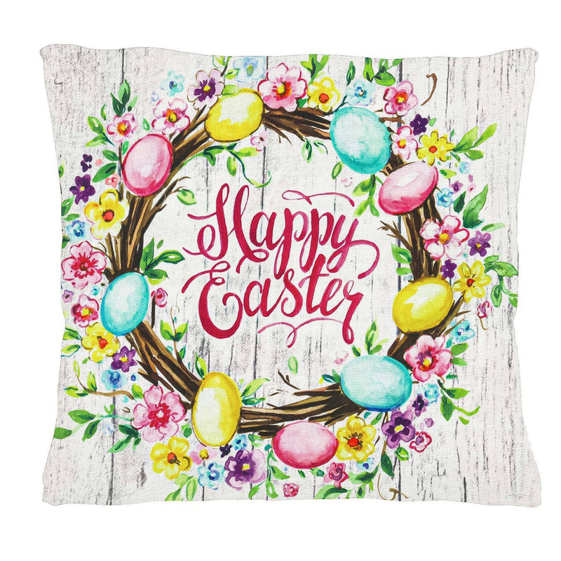 Easter Floral Wreath Interchangeable Pillow Cover,4plc424