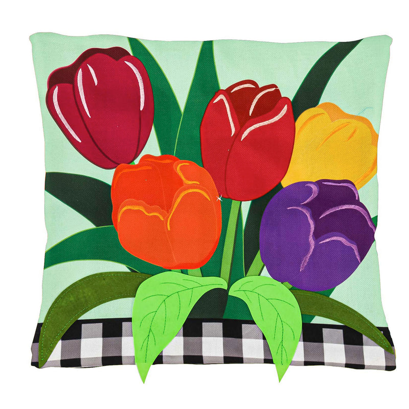 Buffalo Check Tulips Interchangeable Pillow Cover,4plc429bl