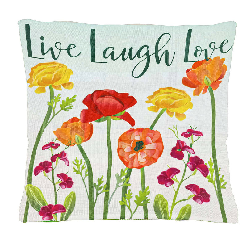 Live Laugh Love Floral Interchangeable Pillow Cover,4plc431