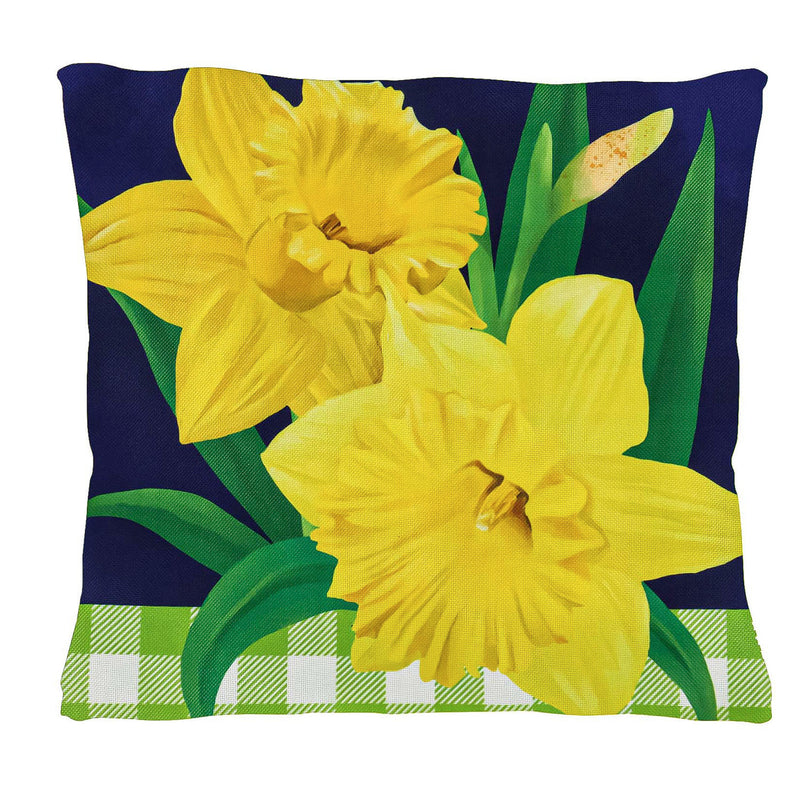 Daffodils and Checks Interchangeable Pillow Cover,4plc432