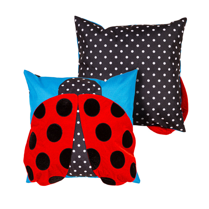 Ladybug Welcome with Applique Wings 18" Interchangeable Pillow Cover,4plc533bl