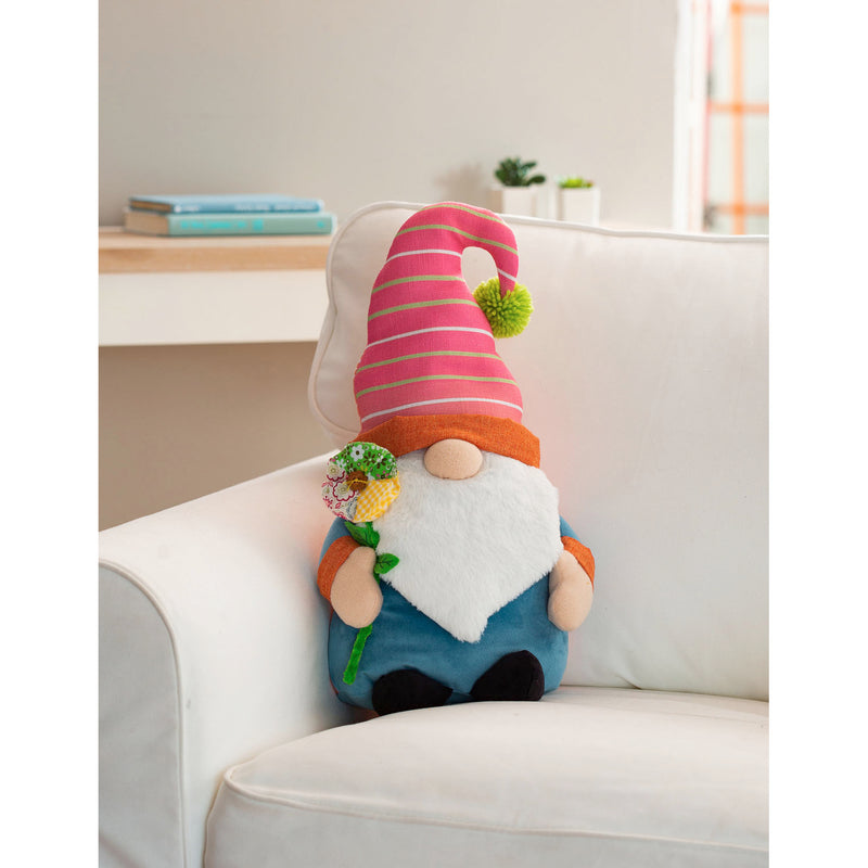 9.5" x 18" Gardening Gnome Shaped Pillow,4sp7943