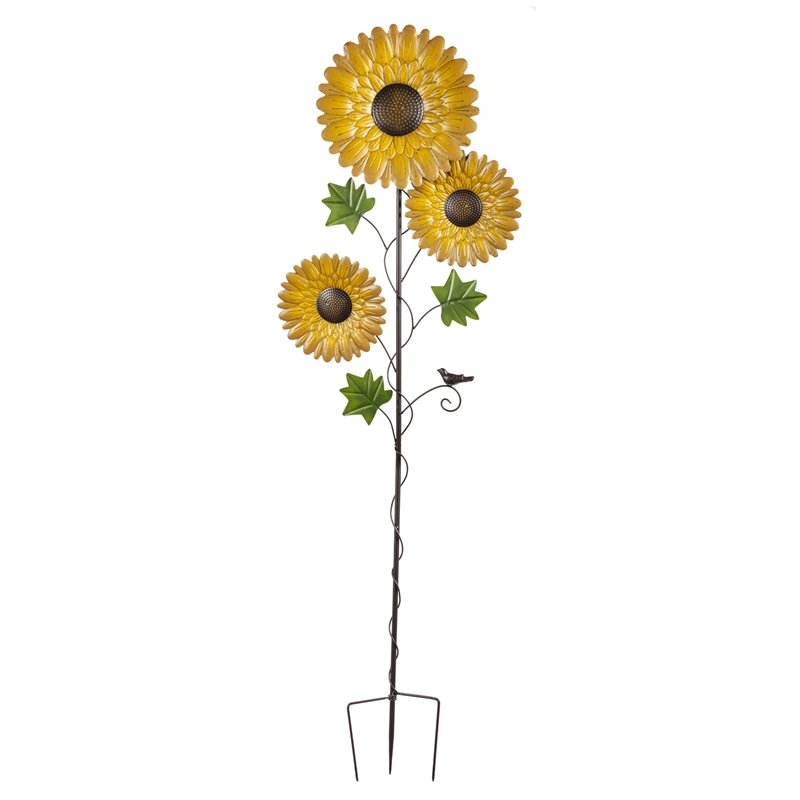 Sunflower Garden Metal Stake, 18"x2.5"x54.25"inches
