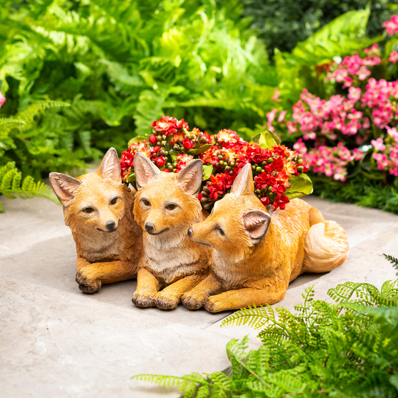 Trio of Foxes Planter, 12.01"x10.63"x5.91"inches