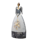 Indoor/Outdoor Metal Angel With Lighted Snowflake, 13.75"x7.5"x28.5"inches