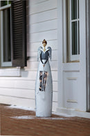 Indoor/Outdoor Metal Angel With Lighted Gift, 8.25"x5.75"x34.75"inches