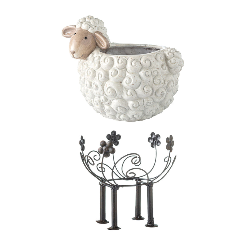 Sheep Planter Pot with Decorative Stand,55968