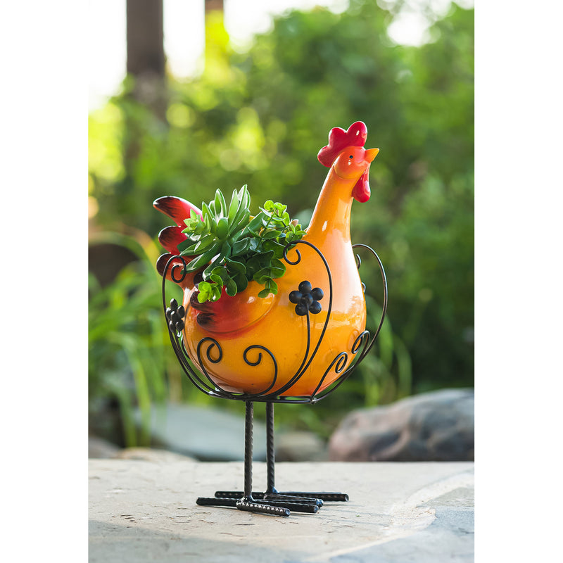 Rooster Planter Pot with Decorative Stand,55969