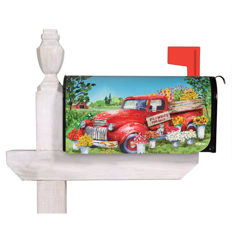 Red Flower Truck Mailbox Cover,56719