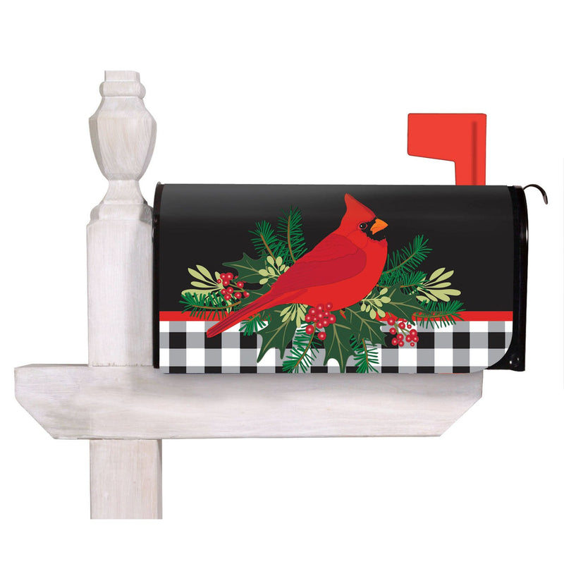 Evergreen Mailbox Cover,Merry Christmas Cardinal Mailbox Cover,20.5x0.1x17.7 Inches