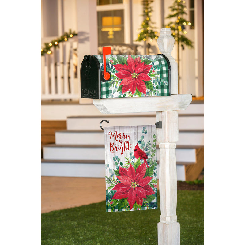 Merry and Bright Poinsettia Mailbox Cover