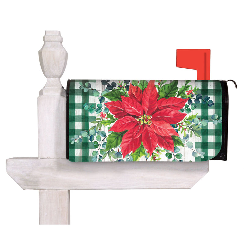 Merry and Bright Poinsettia Mailbox Cover