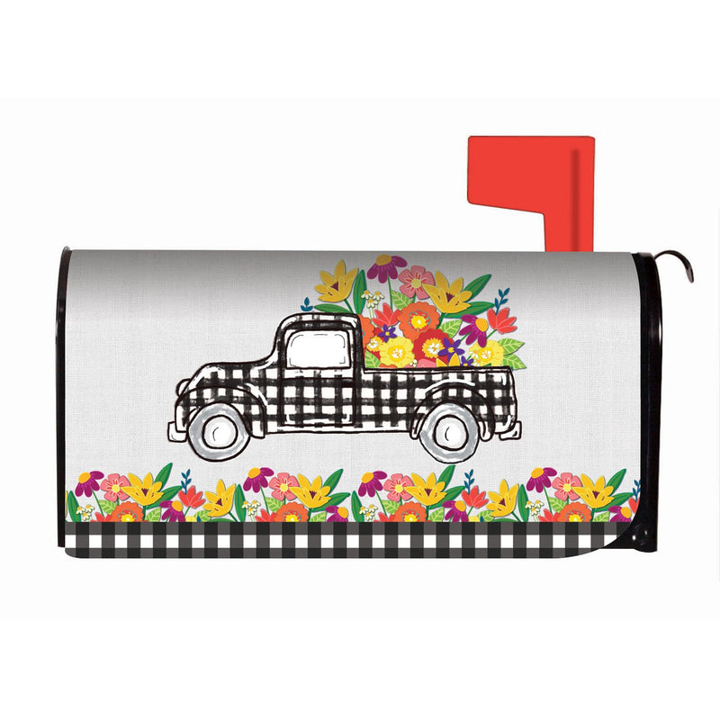 Plaid Truck Floral Mailbox Cover,56783