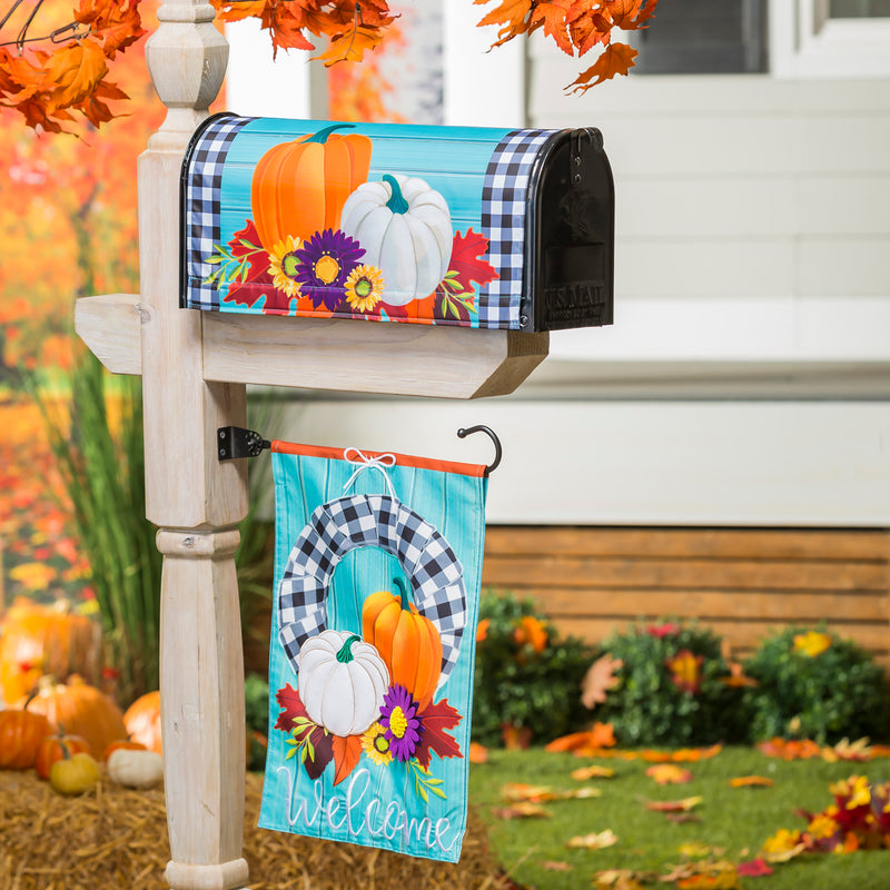 Evergreen Mailbox Cover,Buffalo Check Pumpkins Mailbox Cover,18x0.1x20.5 Inches