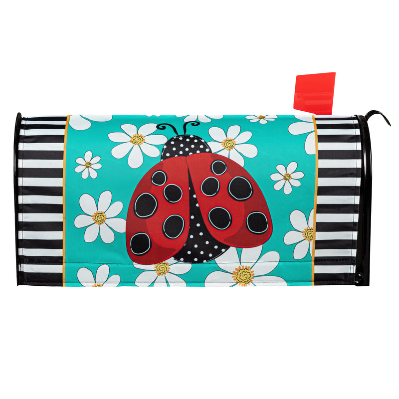 Evergreen Mailbox Cover,Ladybug with Daisies Mailbox Cover,18x20.5x0.1 Inches