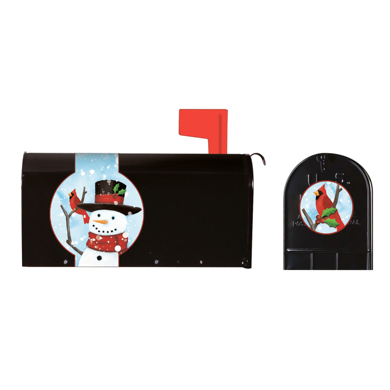 Snowman Mailbox Saddle with Magnetic Mailbox Door Decor Set,56830s