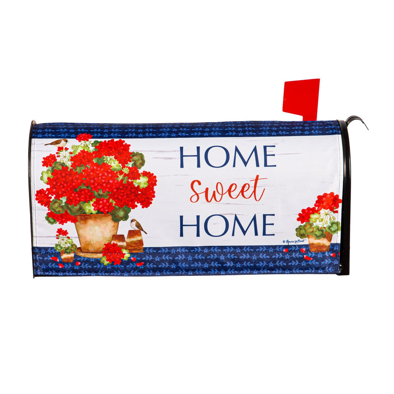 Evergreen Mailbox Cover,Red Geraniums Mailbox Cover,0.1x18x20.5 Inches