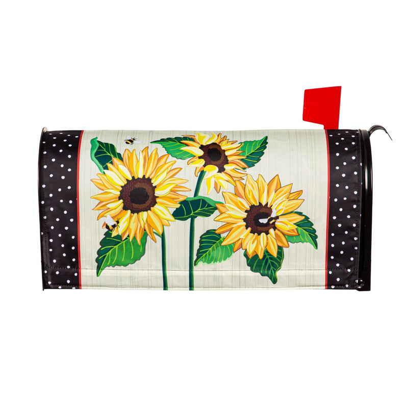 Evergreen Mailbox Cover,Sunflowers and Daisies Mailbox Cover,0.1x18x20.5 Inches