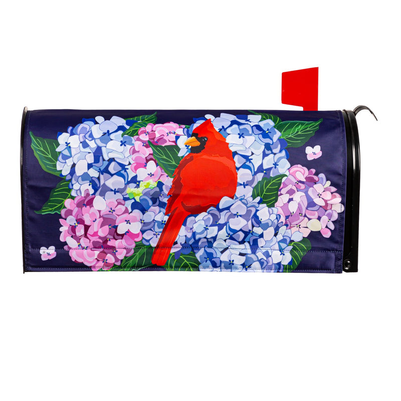 Evergreen Mailbox Cover,Red Cardinal and Hydrangeas Mailbox Cover,0.1x18x20.5 Inches