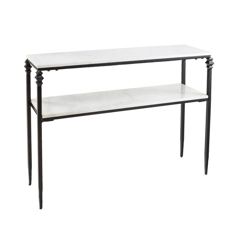 Indoor/Outdoor Nottoway White Marble Console Table, 40"x12"x30"